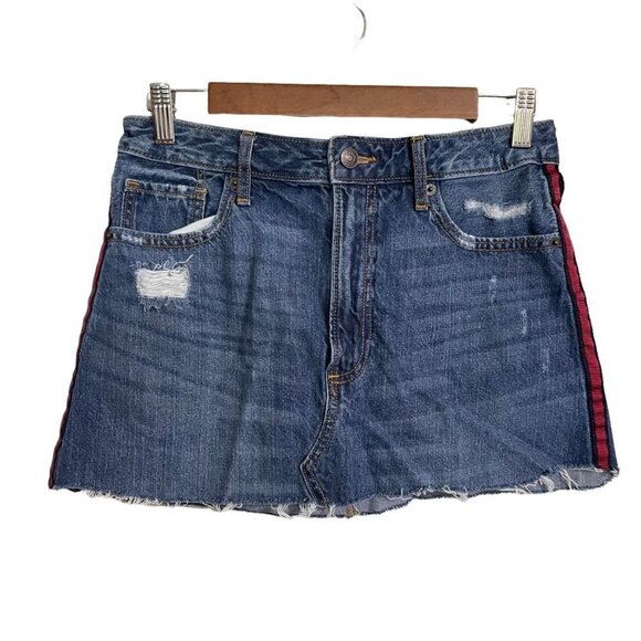 Abercrombie & Fitch Womens Y2K Distressed Side Stripe Cut Off Mini Skirt 6/28 - Picture 1 of 9